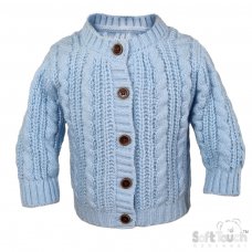 CD16-B: Long Sleeve Blue Knitted Cardigan (0-12 Months)